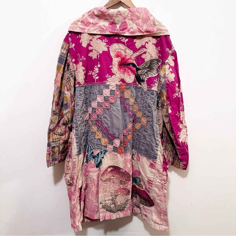 Magnolia Pearl Floral Patchwork Siyah Double Breasted Coat Jacket Abilene - Picture 9 of 14